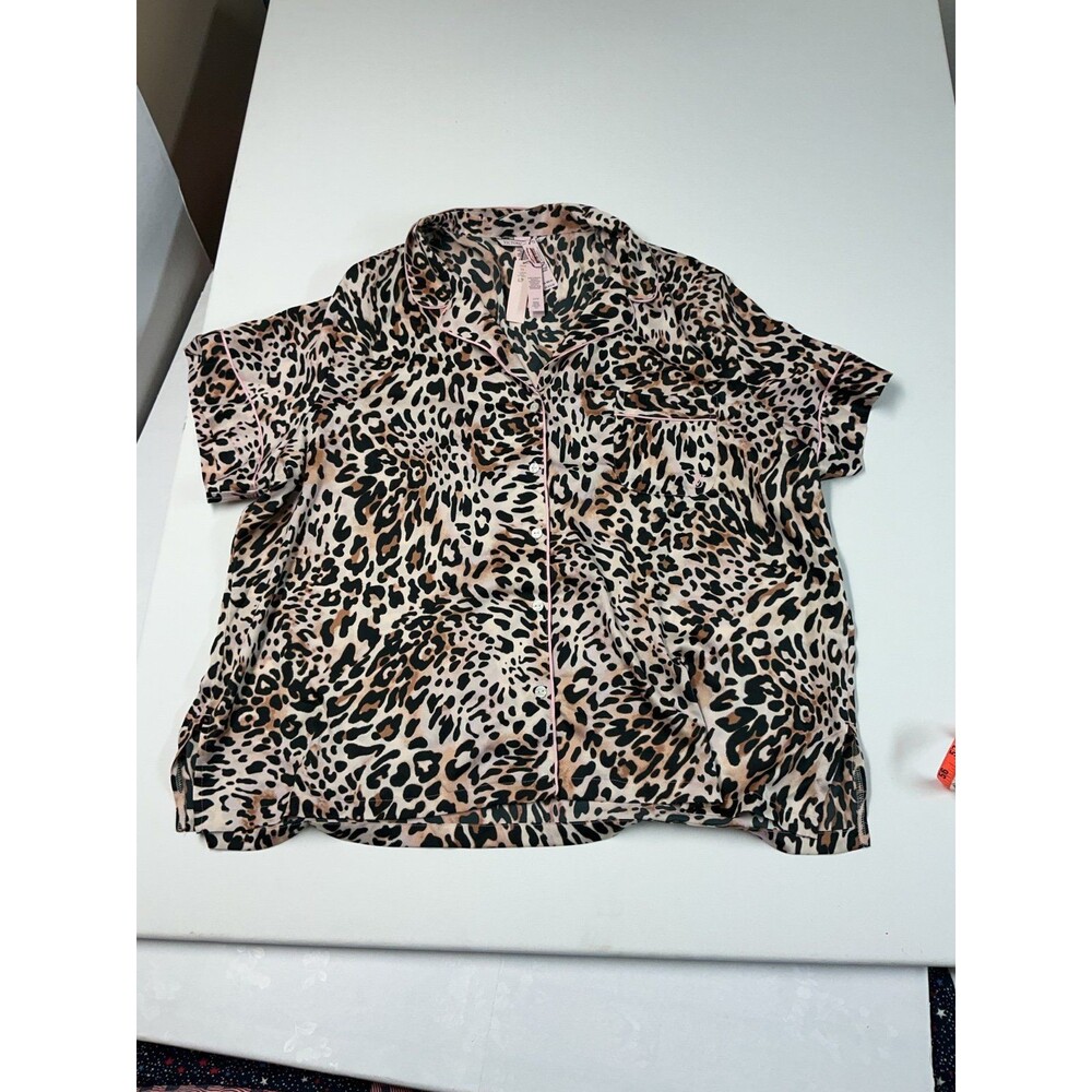 Victoria's Secret Leopard Print Pajama Top Button Down Shirt